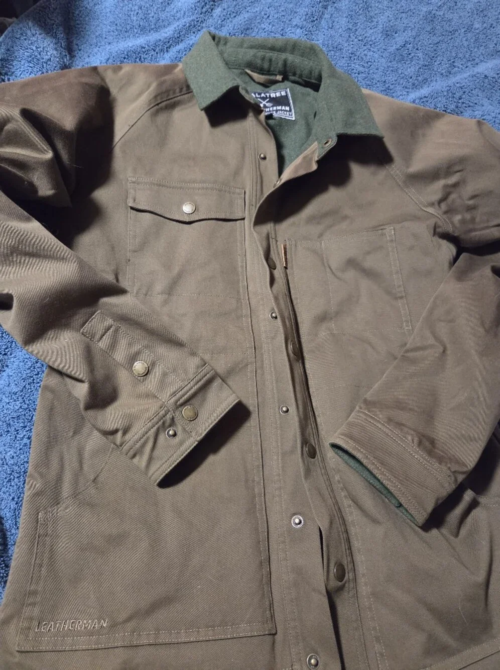 Men's Brown Utility Jacket - Brand: Coalatree By Leatherman Wool Blend